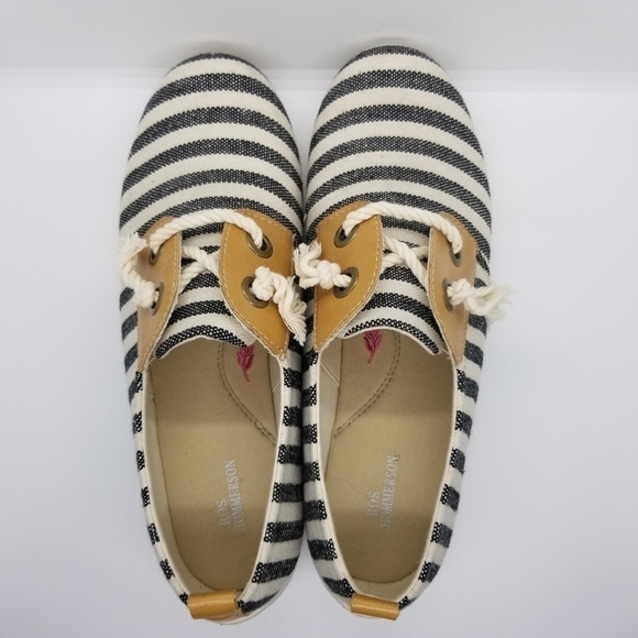 Ros Hommerson Calypso striped slip-on sneaker in black/cream size 9 - Picture 4 of 10